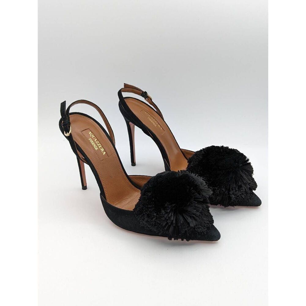 Aquazzura powder puff suade sling back heels EU 37